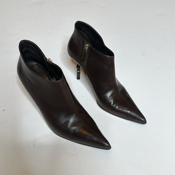 Gucci Brown Leather Bamboo Heel Ankle Boot 7 1/2 - Picture 2 of 16
